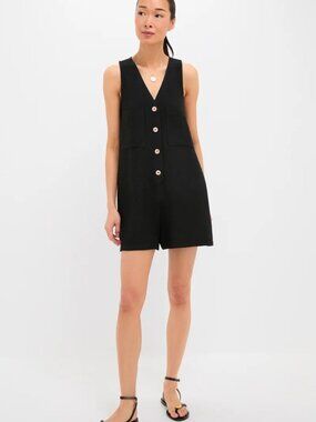 TUCKERNUCK Textured Myla Romper NAVY EUC